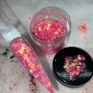 Pink and coral acrylic powder mix